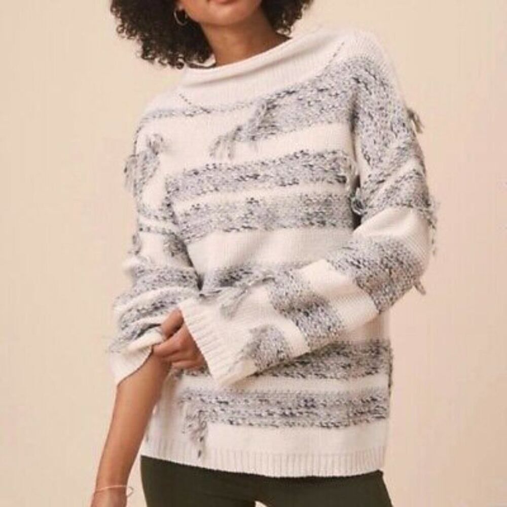 Lou & Grey Fringe Out Mock Neck Sweater Size XS